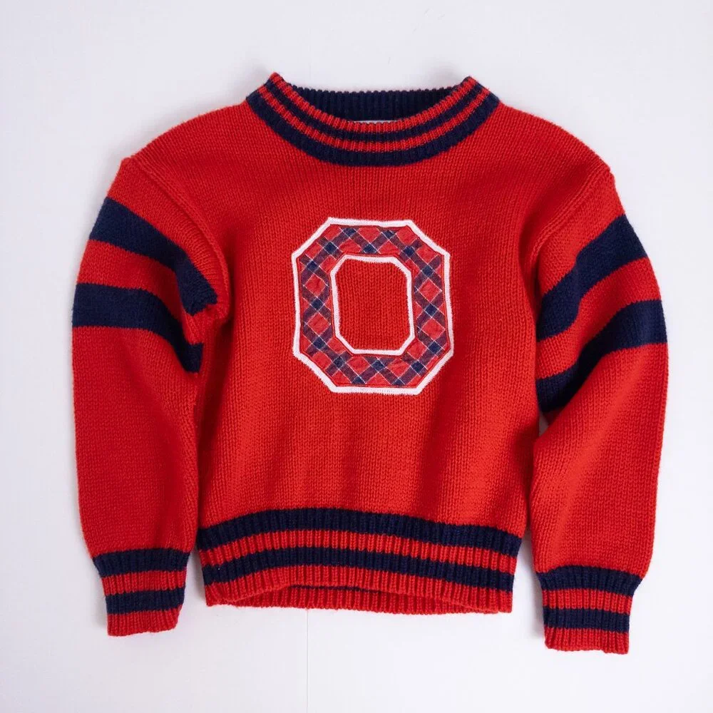 Vintage OshKosh B'Gosh 80s 3-Piece Overalls Knit Sweater‎ Shirt Set Plaid Red 4T